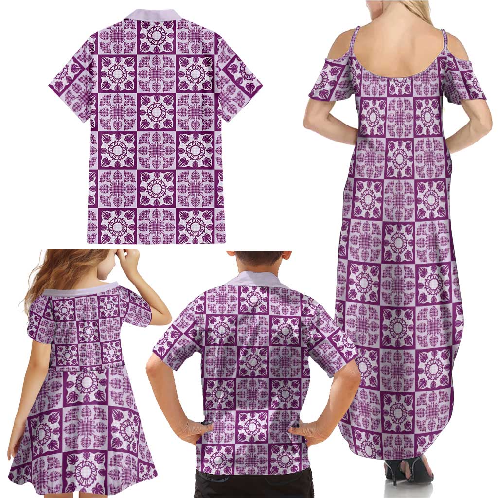 Poni Palaka Quilt Hawaii Family Matching Summer Maxi Dress and Hawaiian Shirt Hawaiian Tropical Monstera Sea Turtle