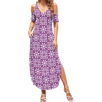Poni Palaka Quilt Hawaii Family Matching Summer Maxi Dress and Hawaiian Shirt Hawaiian Tropical Monstera Sea Turtle