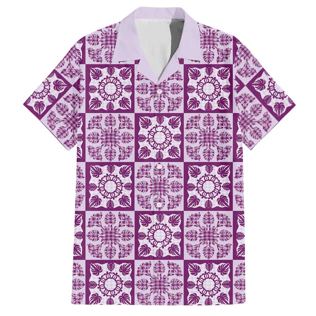 Poni Palaka Quilt Hawaii Hawaiian Shirt Hawaiian Tropical Monstera Sea Turtle LT14 Purple - Polynesian Pride