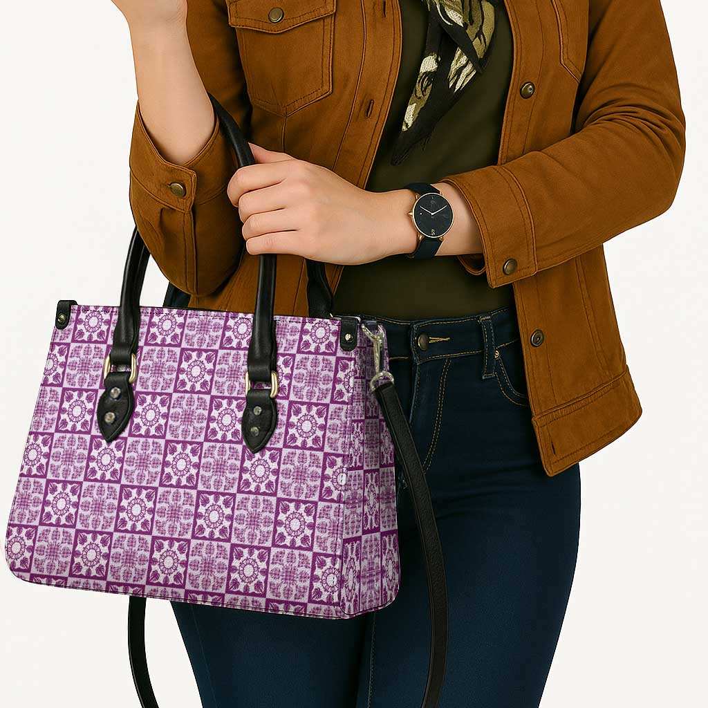 Poni Palaka Quilt Hawaii Leather Bag Hawaiian Tropical Monstera Sea Turtle LT14 - Polynesian Pride