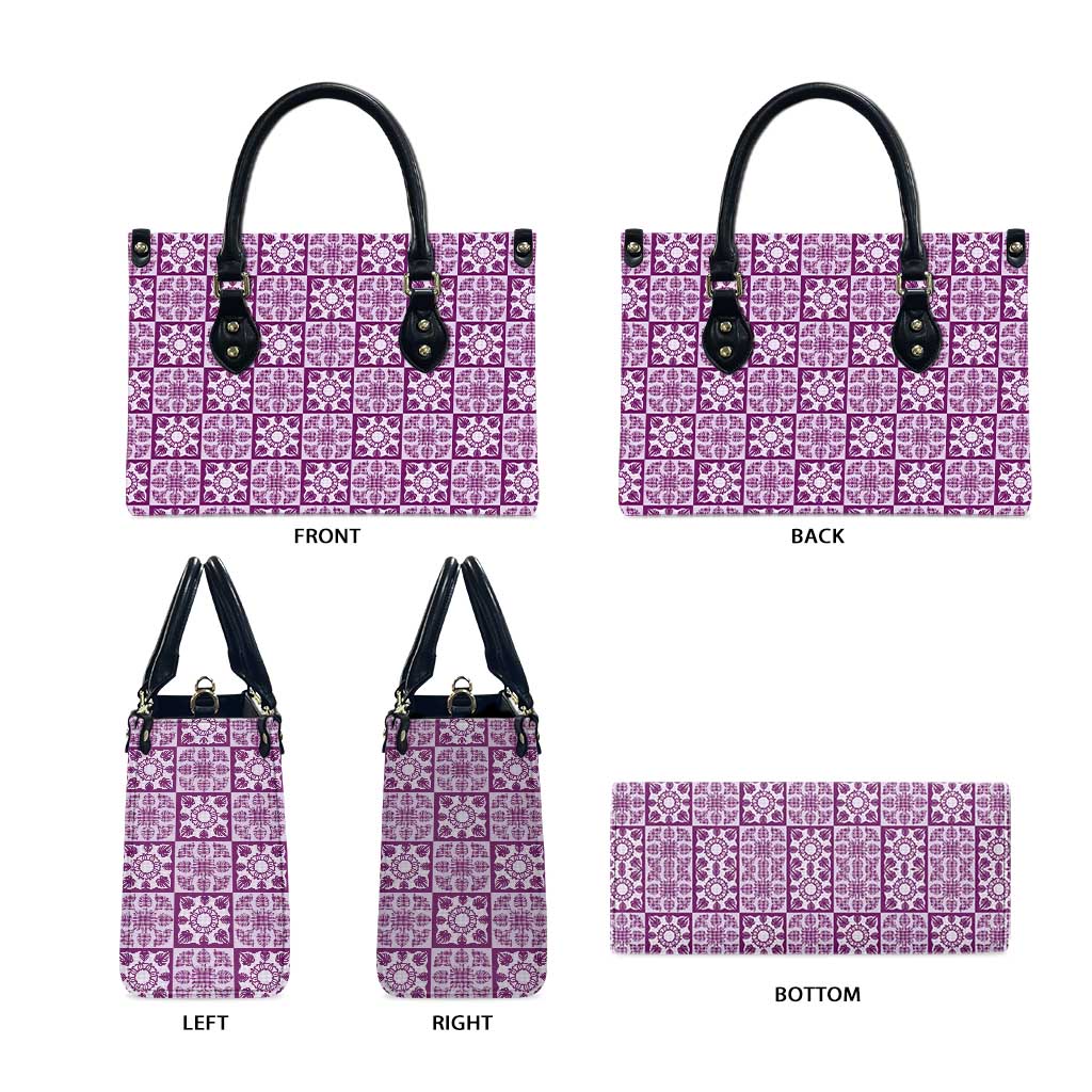 Poni Palaka Quilt Hawaii Leather Bag Hawaiian Tropical Monstera Sea Turtle LT14 - Polynesian Pride