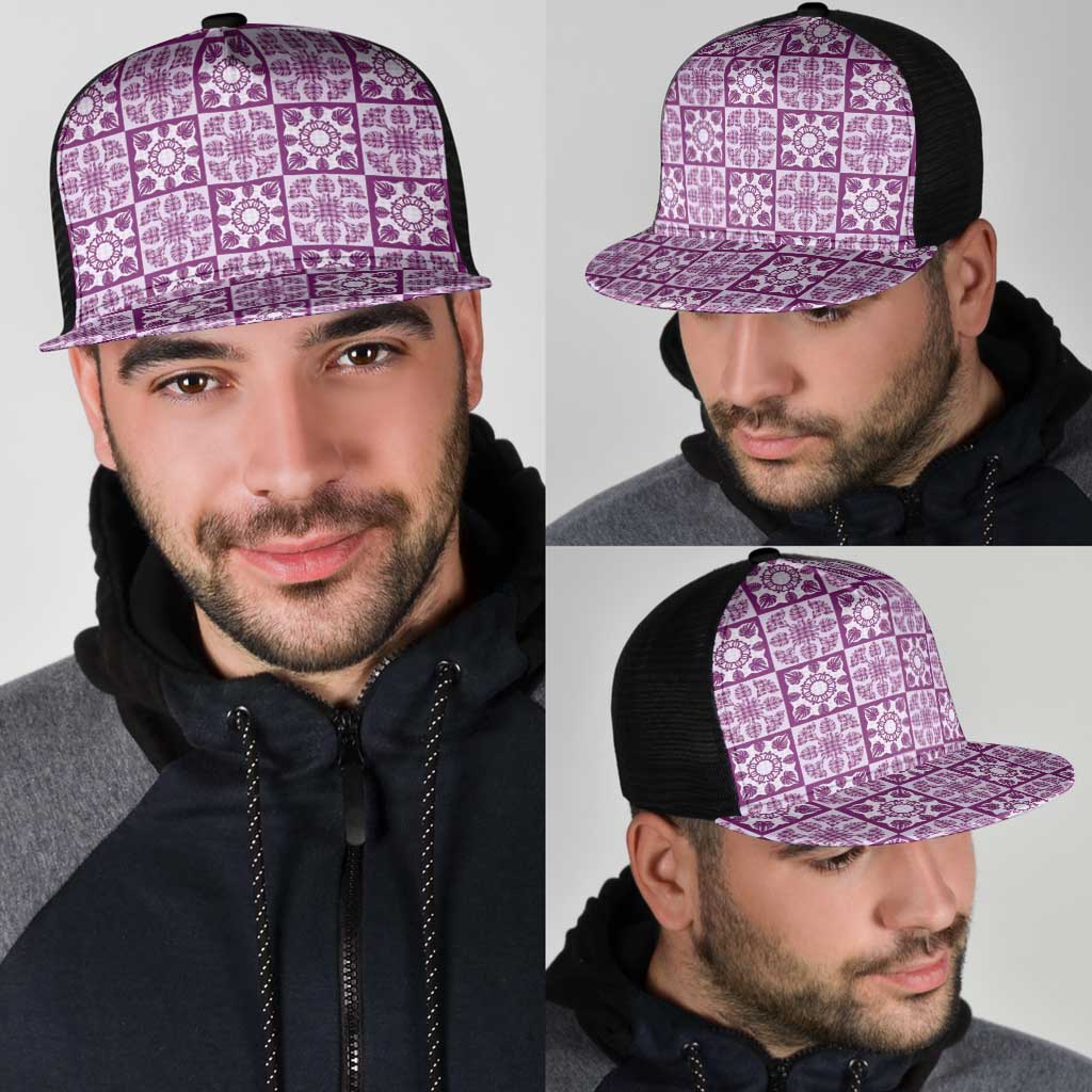 Poni Palaka Quilt Hawaii Mesh Trucker Cap Hawaiian Tropical Monstera Sea Turtle LT14 - Polynesian Pride