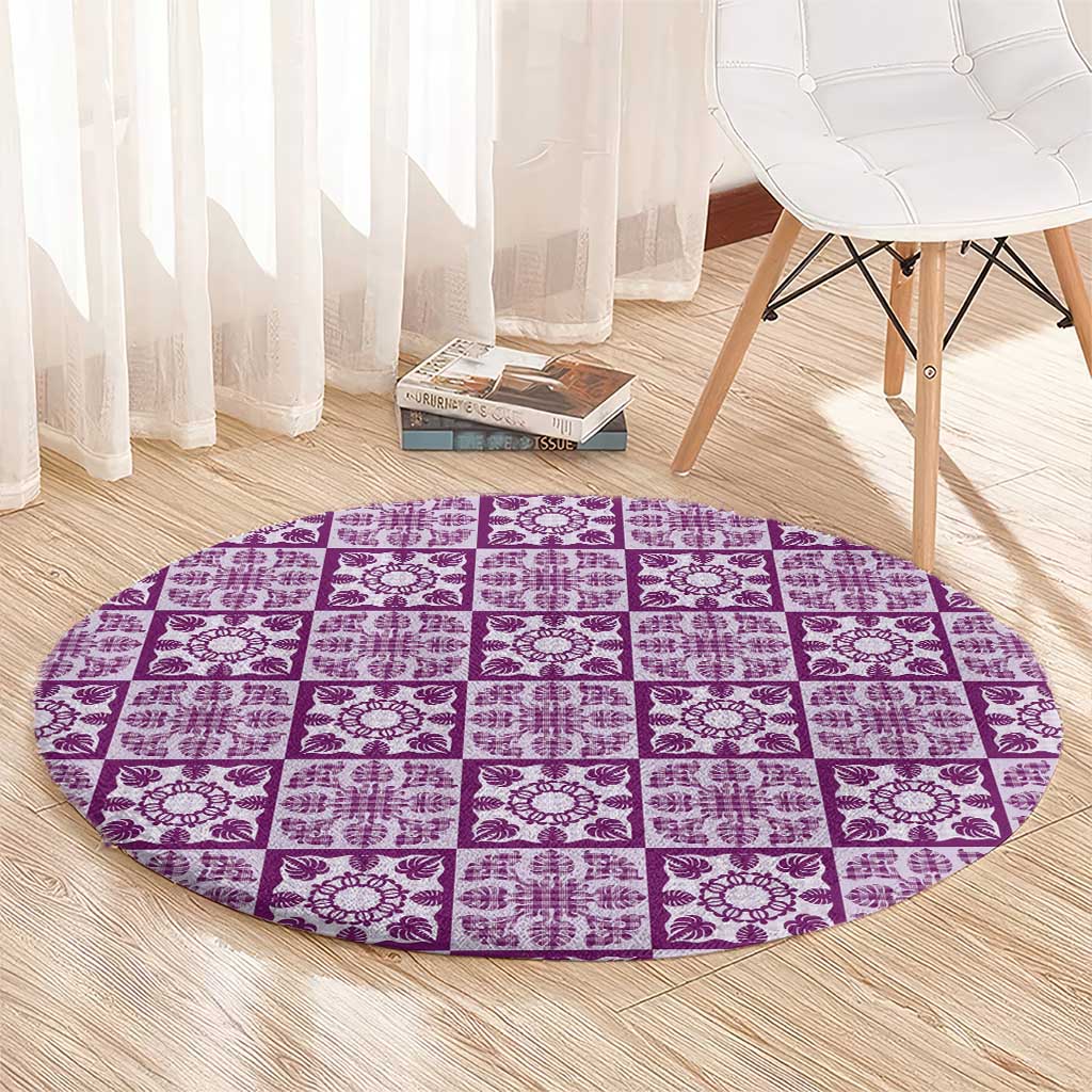 Poni Palaka Quilt Hawaii Round Carpet Hawaiian Tropical Monstera Sea Turtle