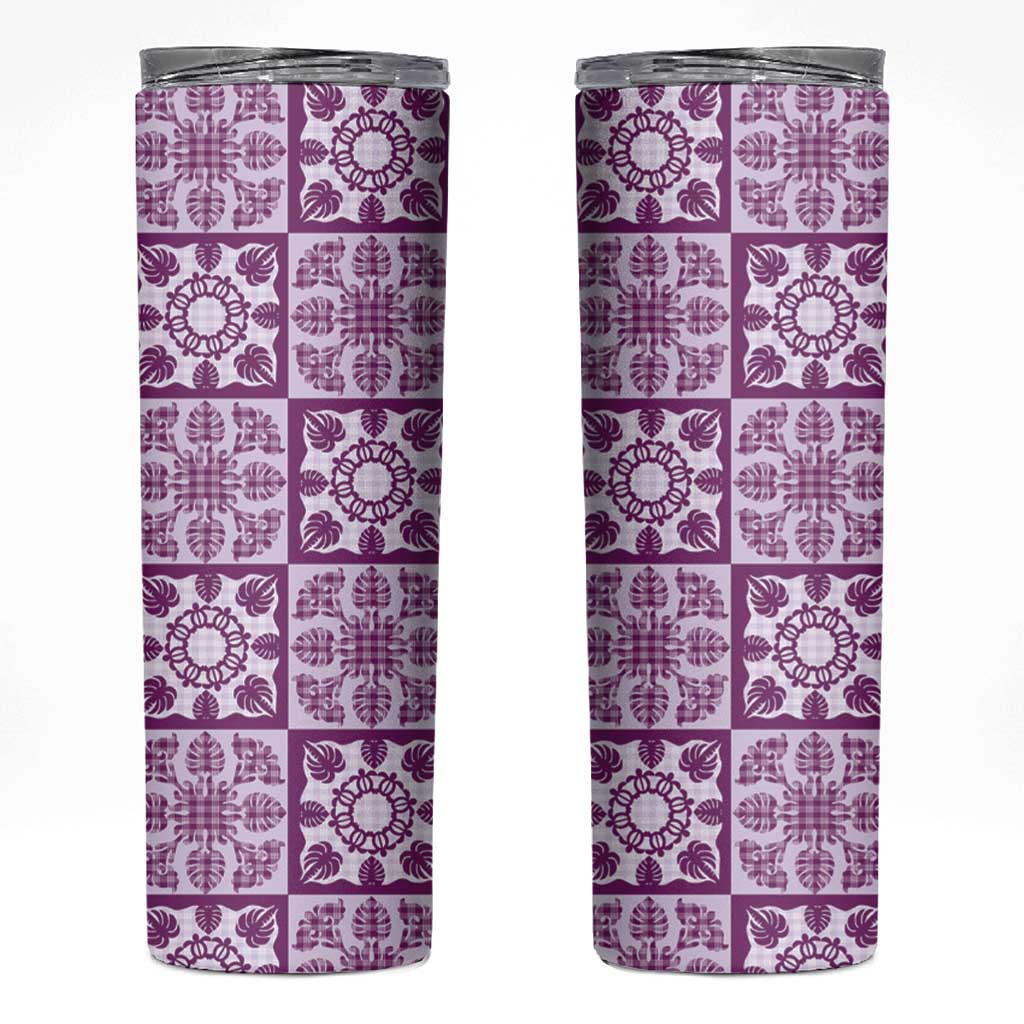 Poni Palaka Quilt Hawaii Skinny Tumbler Hawaiian Tropical Monstera Sea Turtle