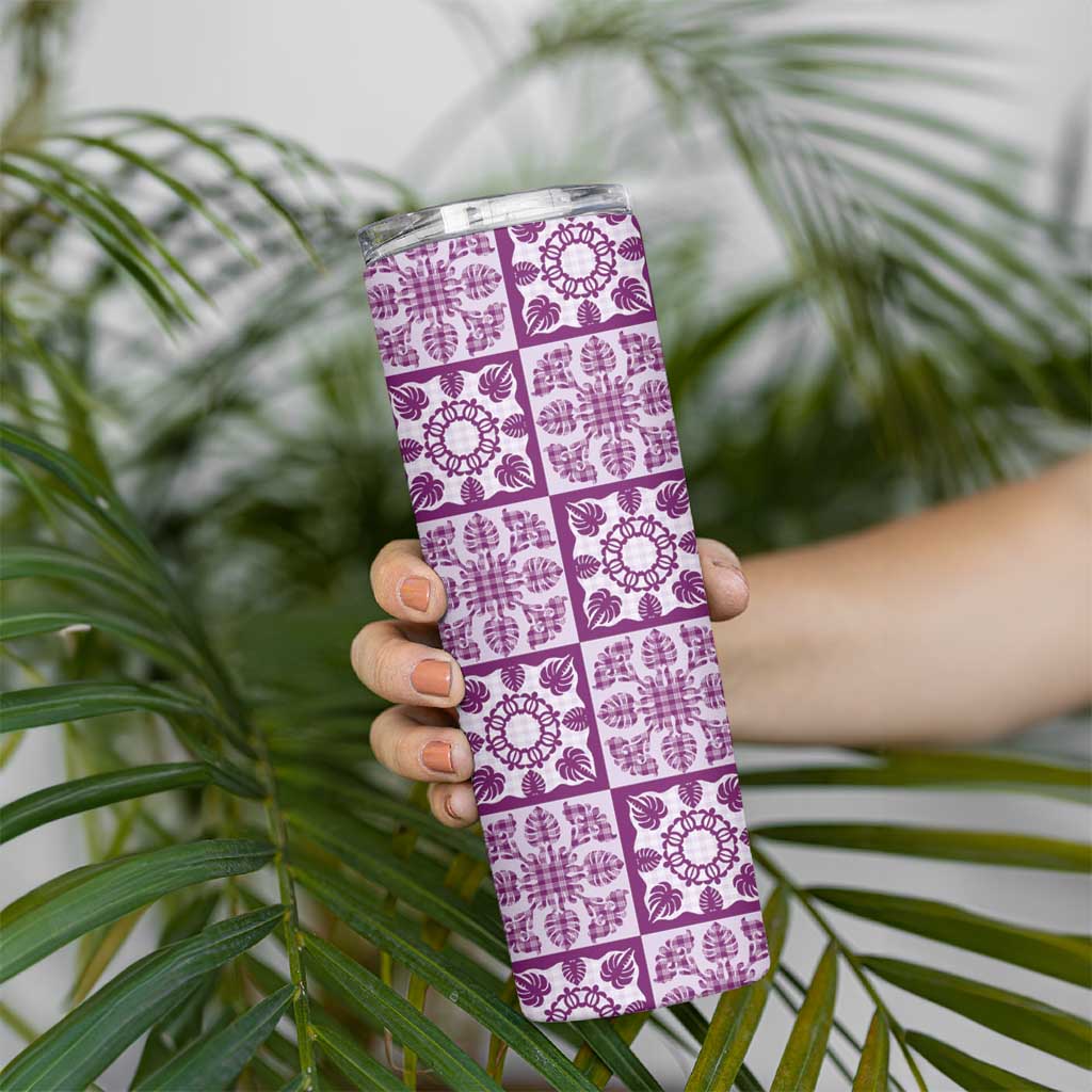 Poni Palaka Quilt Hawaii Skinny Tumbler Hawaiian Tropical Monstera Sea Turtle