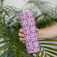 Poni Palaka Quilt Hawaii Skinny Tumbler Hawaiian Tropical Monstera Sea Turtle