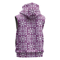 Poni Palaka Quilt Hawaii Sleeveless Hoodie Hawaiian Tropical Monstera Sea Turtle