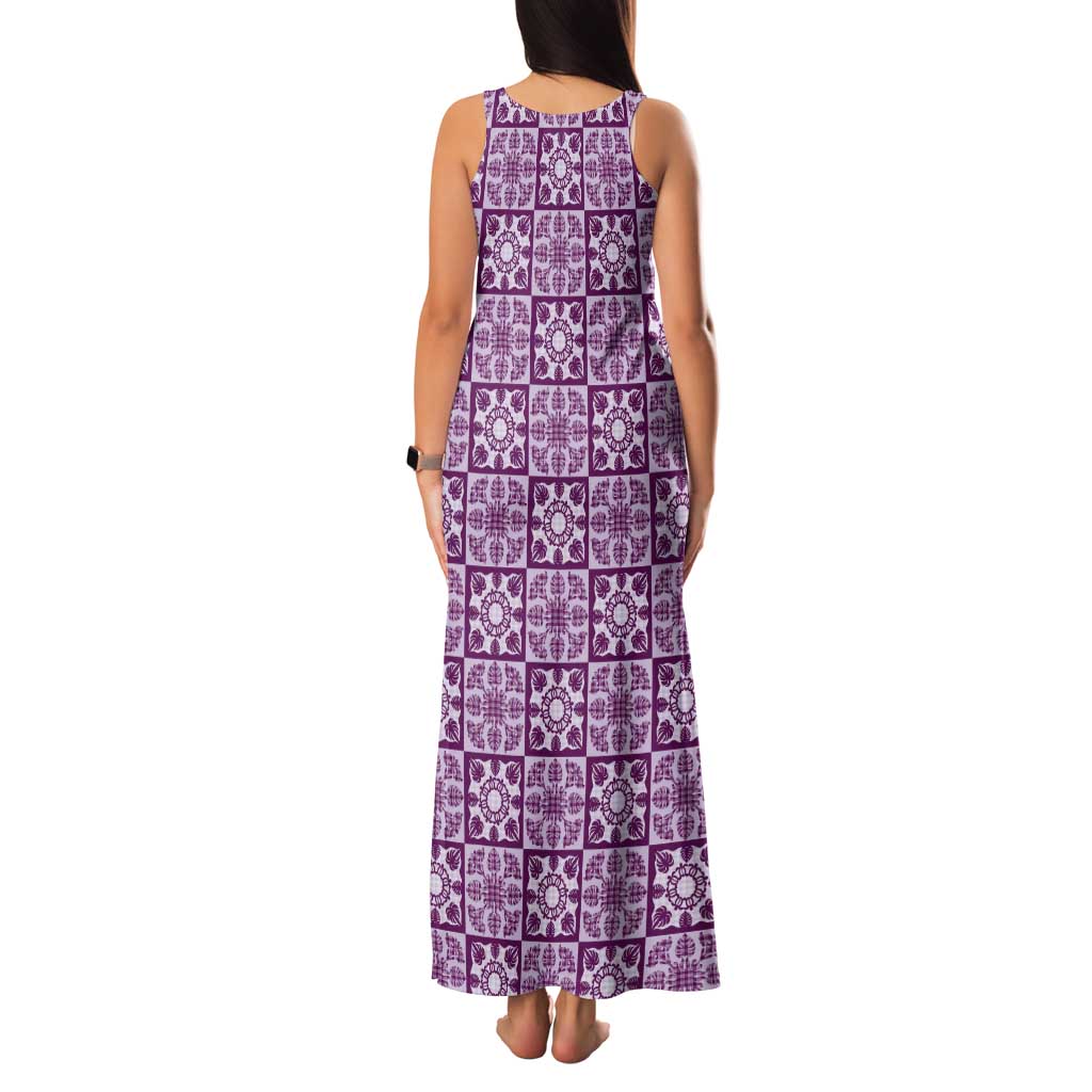 Poni Palaka Quilt Hawaii Tank Maxi Dress Hawaiian Tropical Monstera Sea Turtle