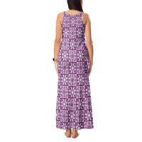Poni Palaka Quilt Hawaii Tank Maxi Dress Hawaiian Tropical Monstera Sea Turtle