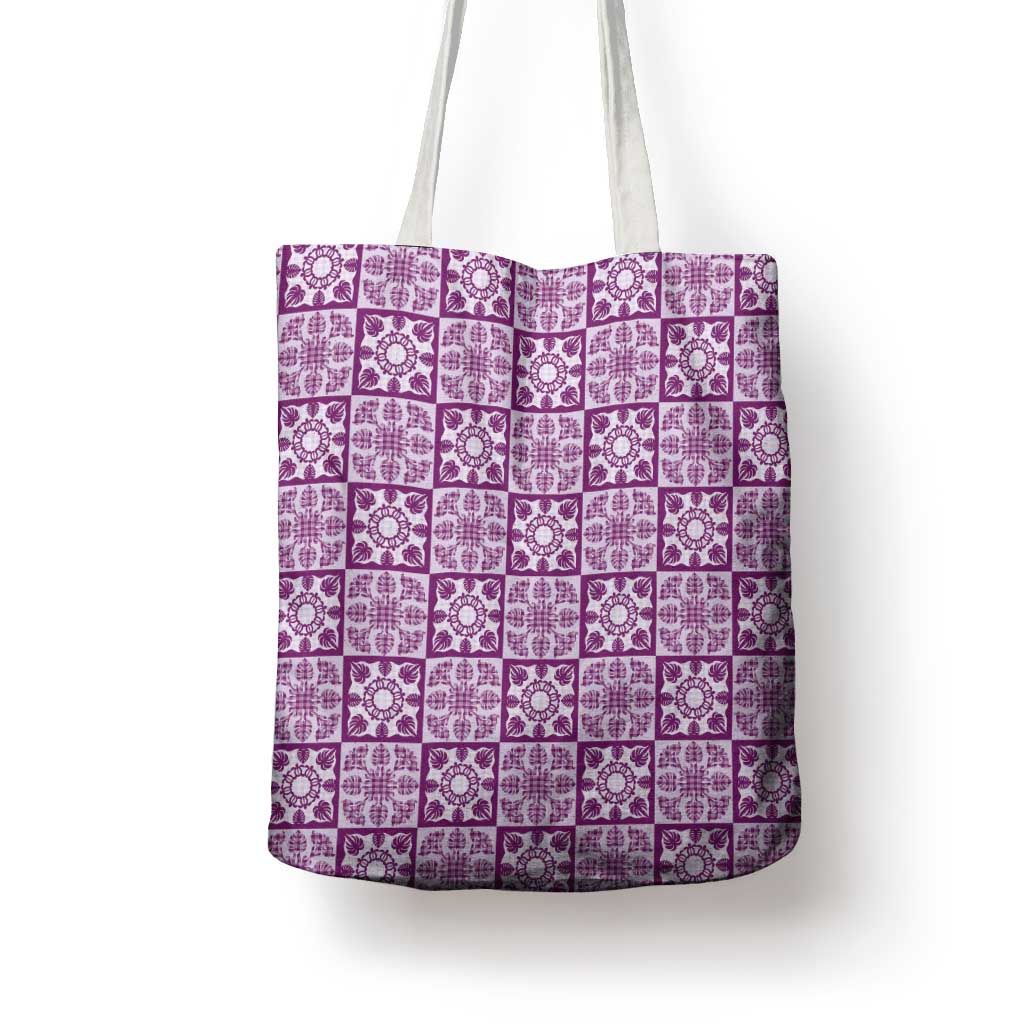 Poni Palaka Quilt Hawaii Tote Bag Hawaiian Tropical Monstera Sea Turtle