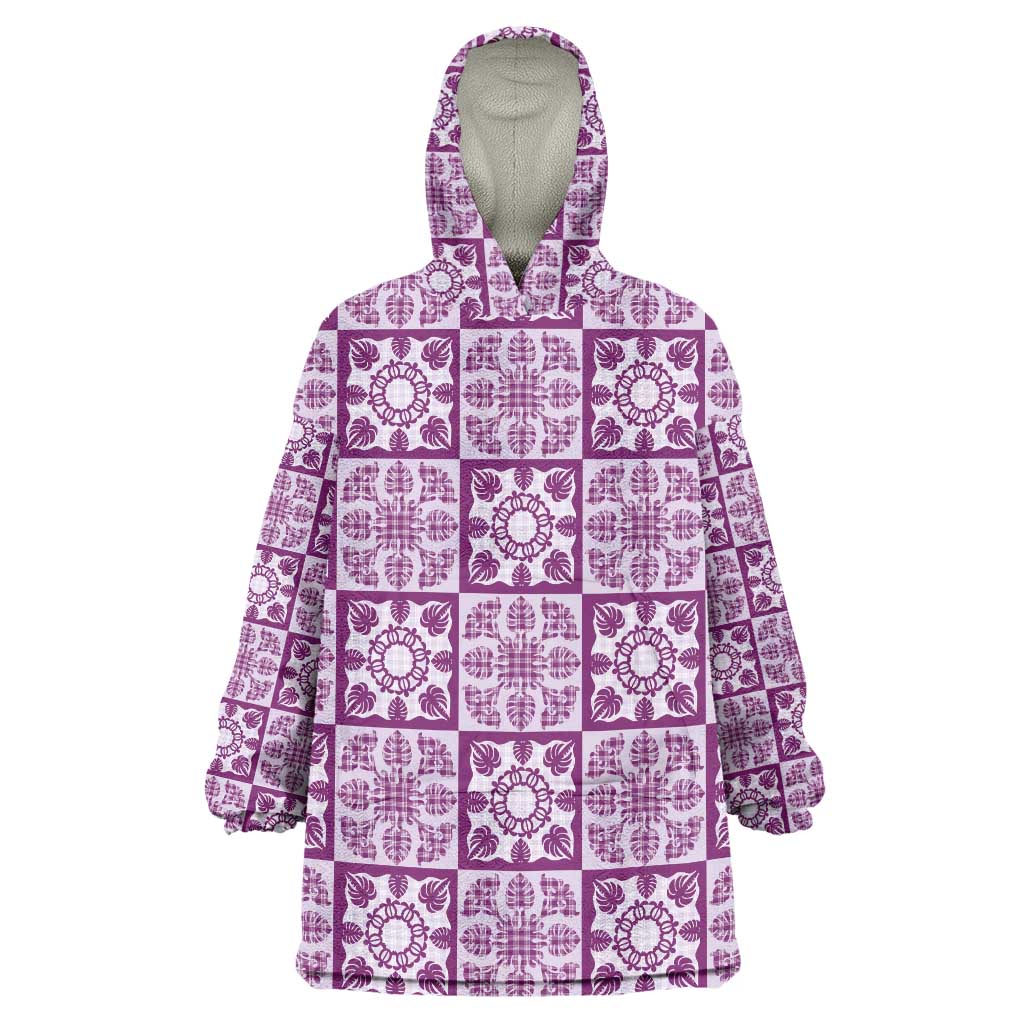 Poni Palaka Quilt Hawaii Wearable Blanket Hoodie Hawaiian Tropical Monstera Sea Turtle
