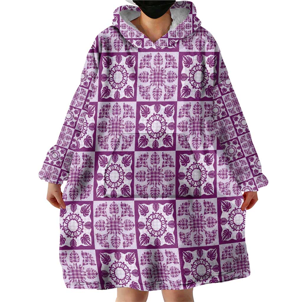 Poni Palaka Quilt Hawaii Wearable Blanket Hoodie Hawaiian Tropical Monstera Sea Turtle