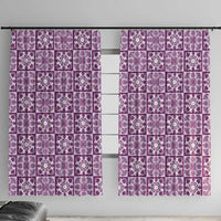 Poni Palaka Quilt Hawaii Window Curtain Hawaiian Tropical Monstera Sea Turtle LT14 With Hooks Purple - Polynesian Pride