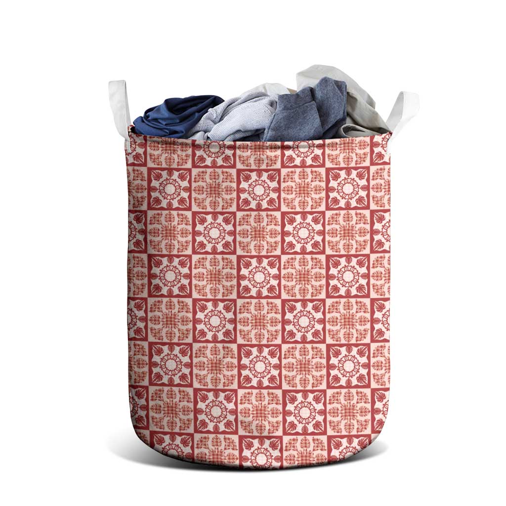 Ulaula Palaka Quilt Hawaii Laundry Basket Hawaiian Tropical Monstera Sea Turtle