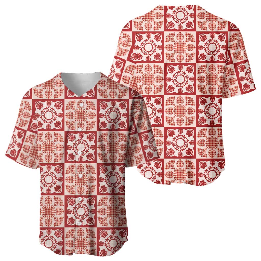 Ulaula Palaka Quilt Hawaii Baseball Jersey Hawaiian Tropical Monstera Sea Turtle