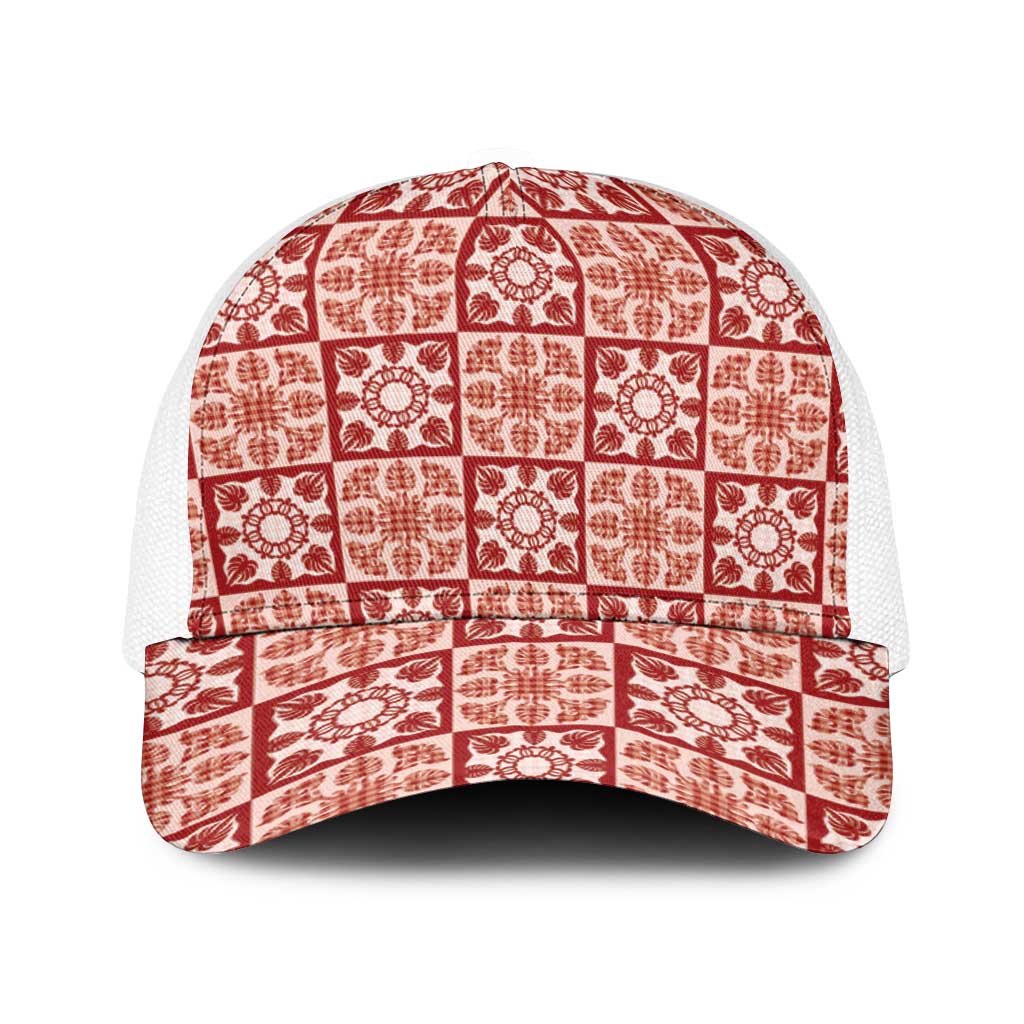 Ulaula Palaka Quilt Hawaii Baseball Net Cap Hawaiian Tropical Monstera Sea Turtle