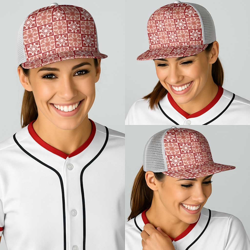 Ulaula Palaka Quilt Hawaii Baseball Net Cap Hawaiian Tropical Monstera Sea Turtle