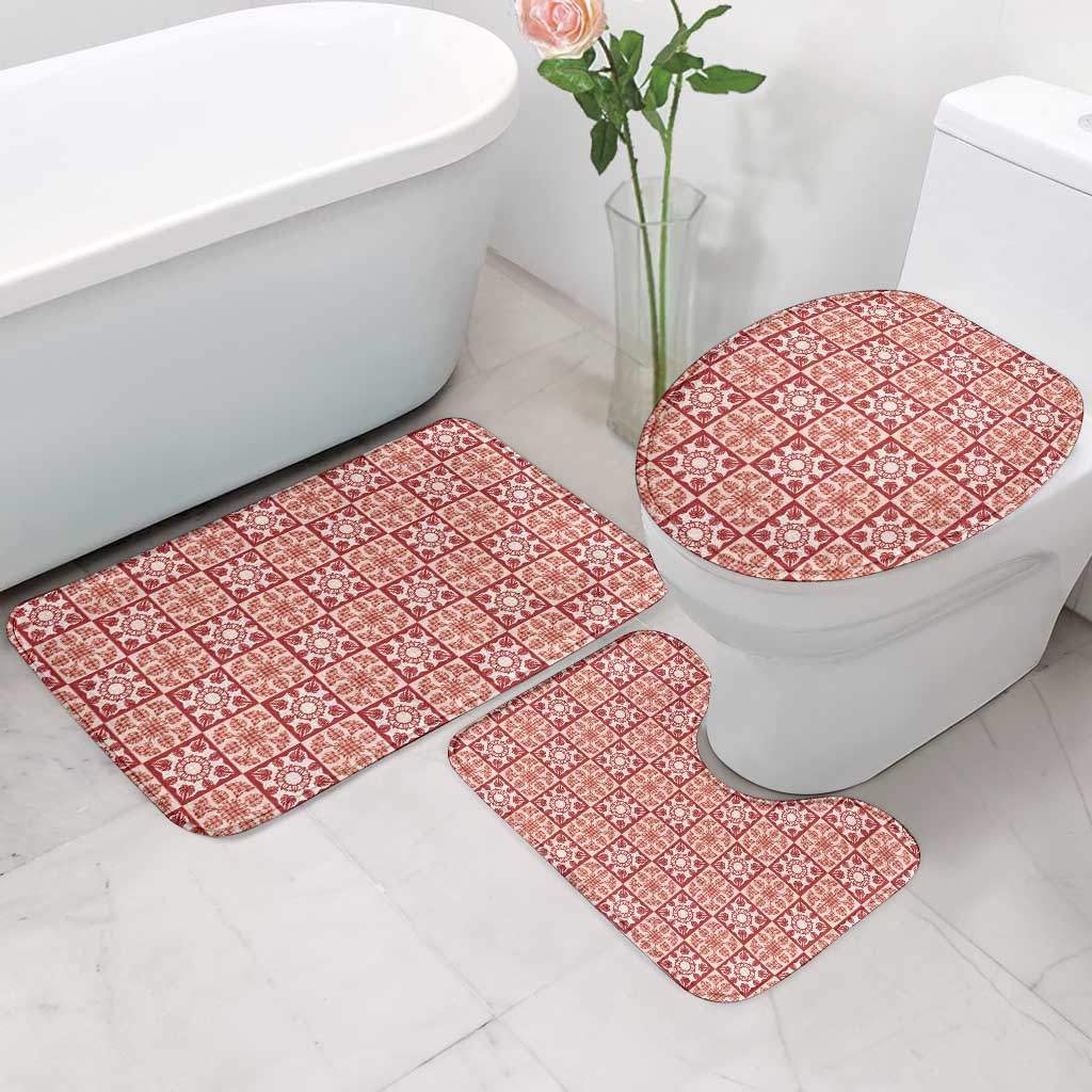 Ulaula Palaka Quilt Hawaii Bathroom Set Hawaiian Tropical Monstera Sea Turtle LT14 - Polynesian Pride