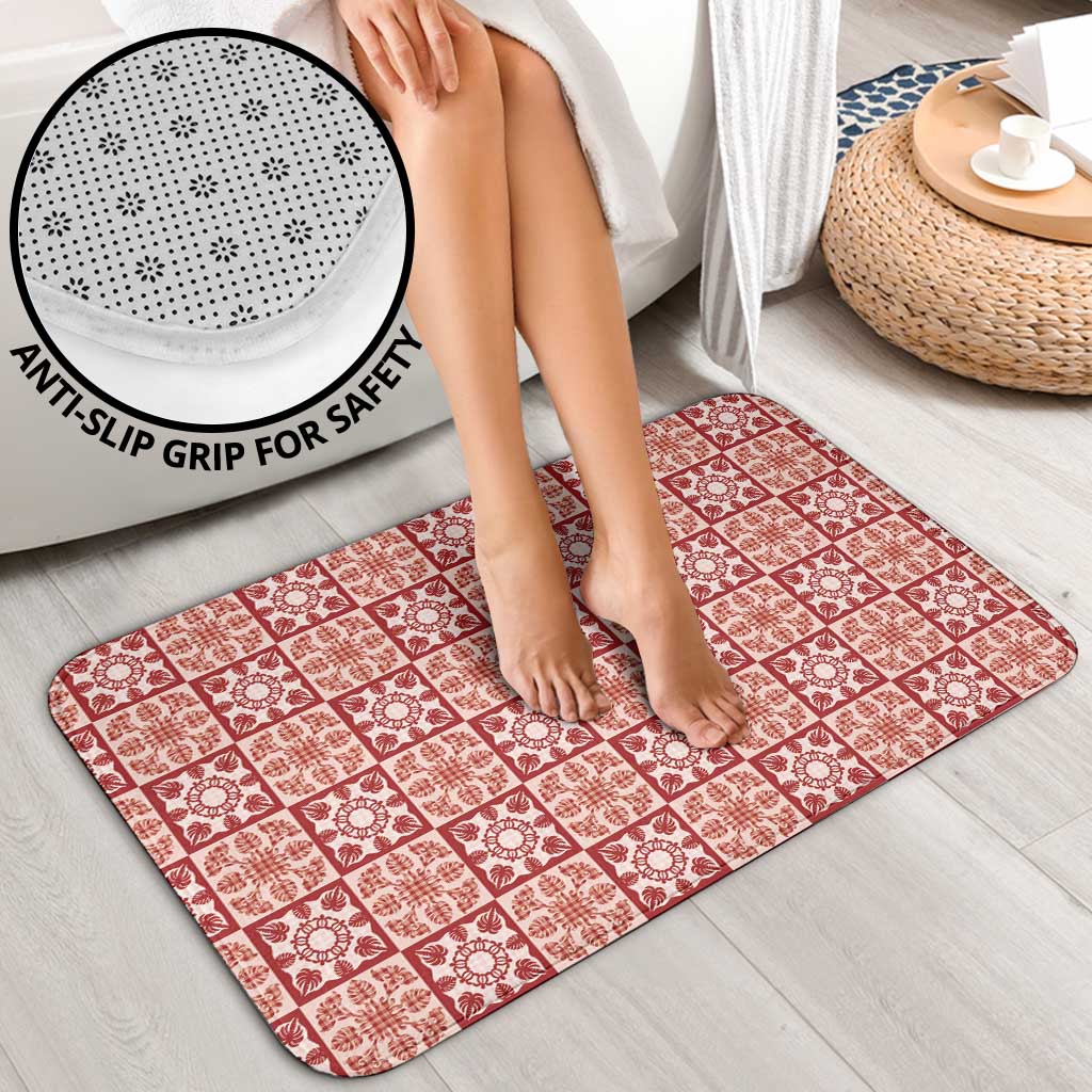 Ulaula Palaka Quilt Hawaii Bathroom Set Hawaiian Tropical Monstera Sea Turtle LT14 - Polynesian Pride