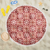 Ulaula Palaka Quilt Hawaii Beach Blanket Hawaiian Tropical Monstera Sea Turtle LT14 One Size 150cm Red - Polynesian Pride