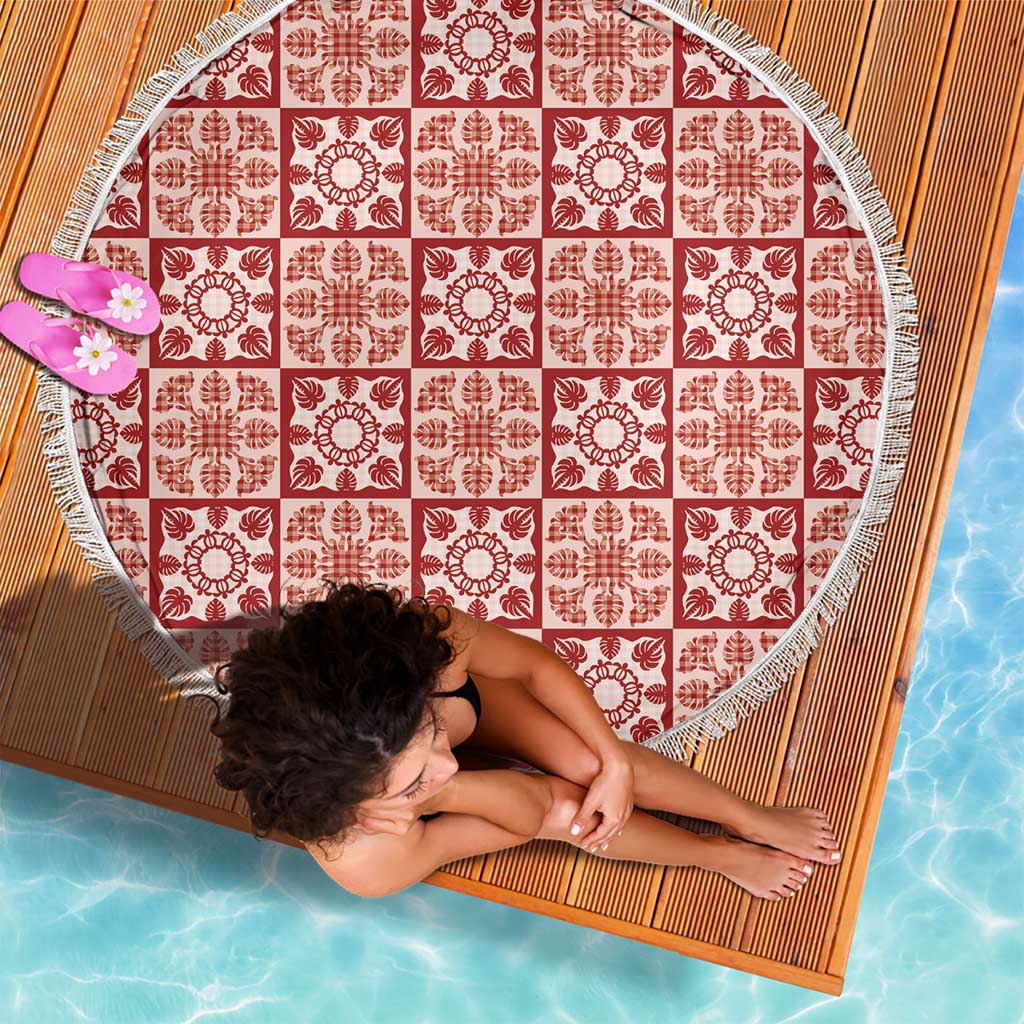 Ulaula Palaka Quilt Hawaii Beach Blanket Hawaiian Tropical Monstera Sea Turtle LT14 - Polynesian Pride