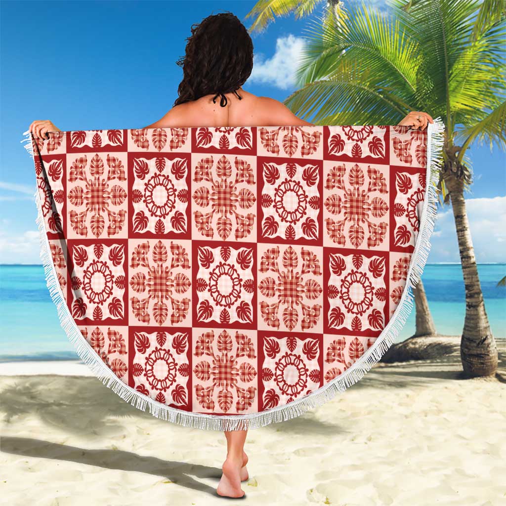 Ulaula Palaka Quilt Hawaii Beach Blanket Hawaiian Tropical Monstera Sea Turtle LT14 - Polynesian Pride