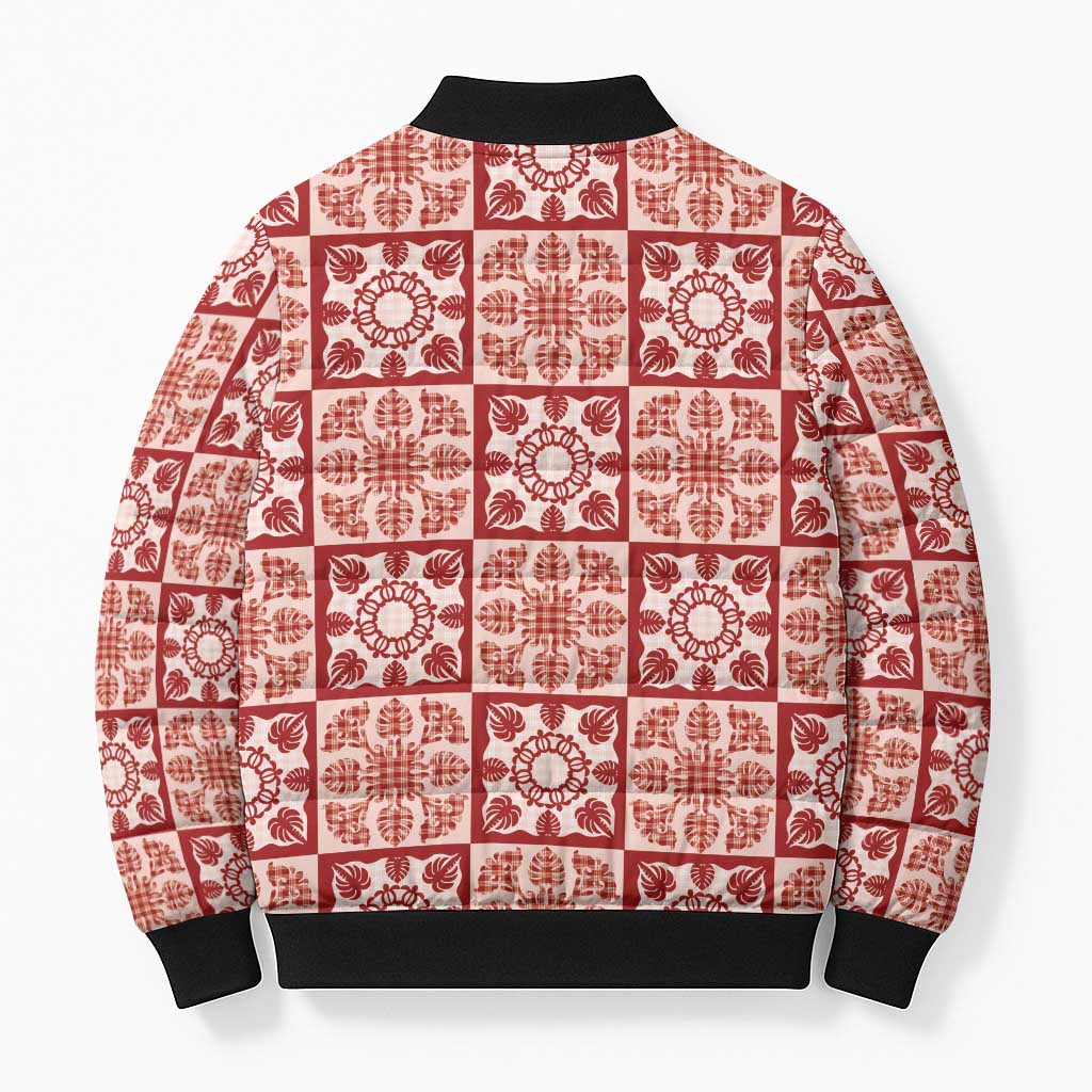 Ulaula Palaka Quilt Hawaii Bomber Puffer Jacket Hawaiian Tropical Monstera Sea Turtle LT14 - Polynesian Pride