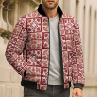 Ulaula Palaka Quilt Hawaii Bomber Puffer Jacket Hawaiian Tropical Monstera Sea Turtle LT14 - Polynesian Pride