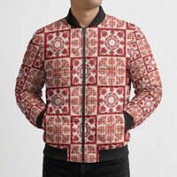 Ulaula Palaka Quilt Hawaii Bomber Puffer Jacket Hawaiian Tropical Monstera Sea Turtle LT14 - Polynesian Pride