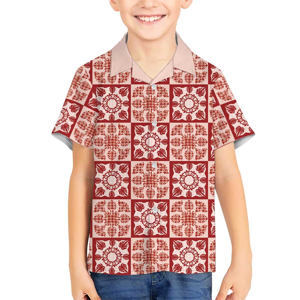 Ulaula Palaka Quilt Hawaii Family Matching Long Sleeve Bodycon Dress and Hawaiian Shirt Hawaiian Tropical Monstera Sea Turtle