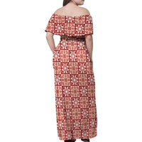 Ulaula Palaka Quilt Hawaii Family Matching Off Shoulder Maxi Dress and Hawaiian Shirt Hawaiian Tropical Monstera Sea Turtle