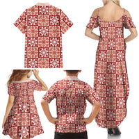 Ulaula Palaka Quilt Hawaii Family Matching Summer Maxi Dress and Hawaiian Shirt Hawaiian Tropical Monstera Sea Turtle