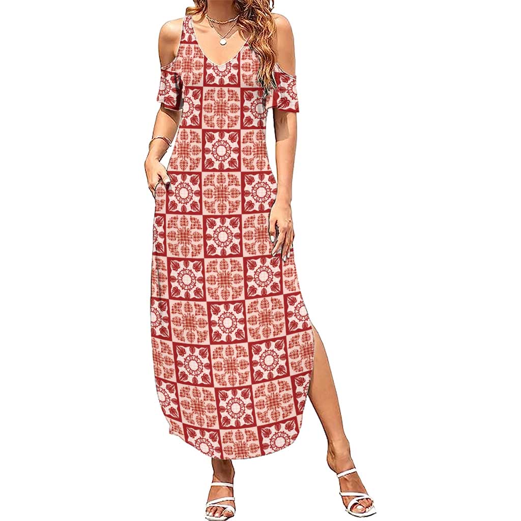 Ulaula Palaka Quilt Hawaii Family Matching Summer Maxi Dress and Hawaiian Shirt Hawaiian Tropical Monstera Sea Turtle