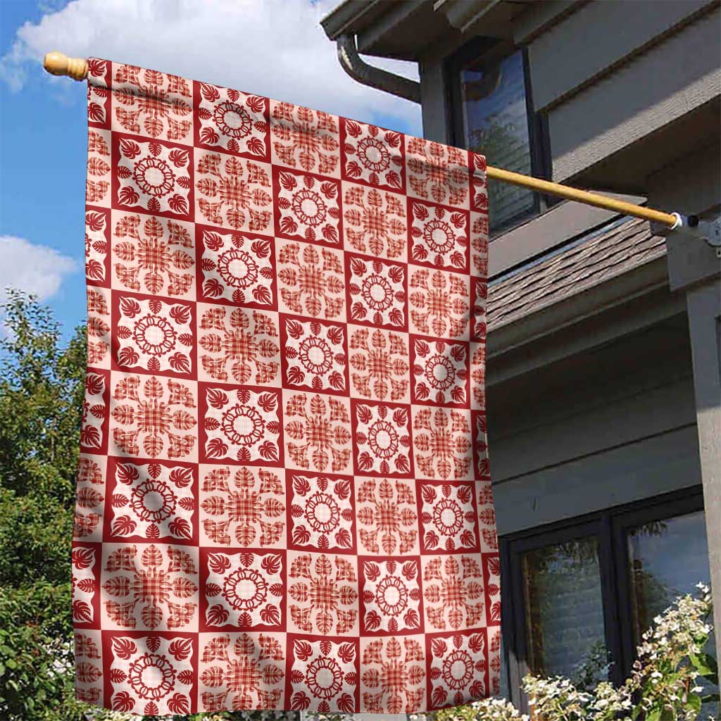 Ulaula Palaka Quilt Hawaii Garden Flag Hawaiian Tropical Monstera Sea Turtle