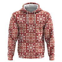 Ulaula Palaka Quilt Hawaii Hoodie Hawaiian Tropical Monstera Sea Turtle