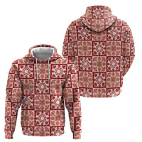 Ulaula Palaka Quilt Hawaii Hoodie Hawaiian Tropical Monstera Sea Turtle