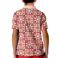 Ulaula Palaka Quilt Hawaii Kid Polo Shirt Hawaiian Tropical Monstera Sea Turtle LT14 - Polynesian Pride