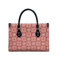 Ulaula Palaka Quilt Hawaii Leather Bag Hawaiian Tropical Monstera Sea Turtle LT14 - Polynesian Pride