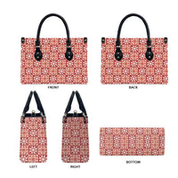 Ulaula Palaka Quilt Hawaii Leather Bag Hawaiian Tropical Monstera Sea Turtle LT14 - Polynesian Pride