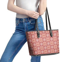 Ulaula Palaka Quilt Hawaii Leather Tote Bag Hawaiian Tropical Monstera Sea Turtle