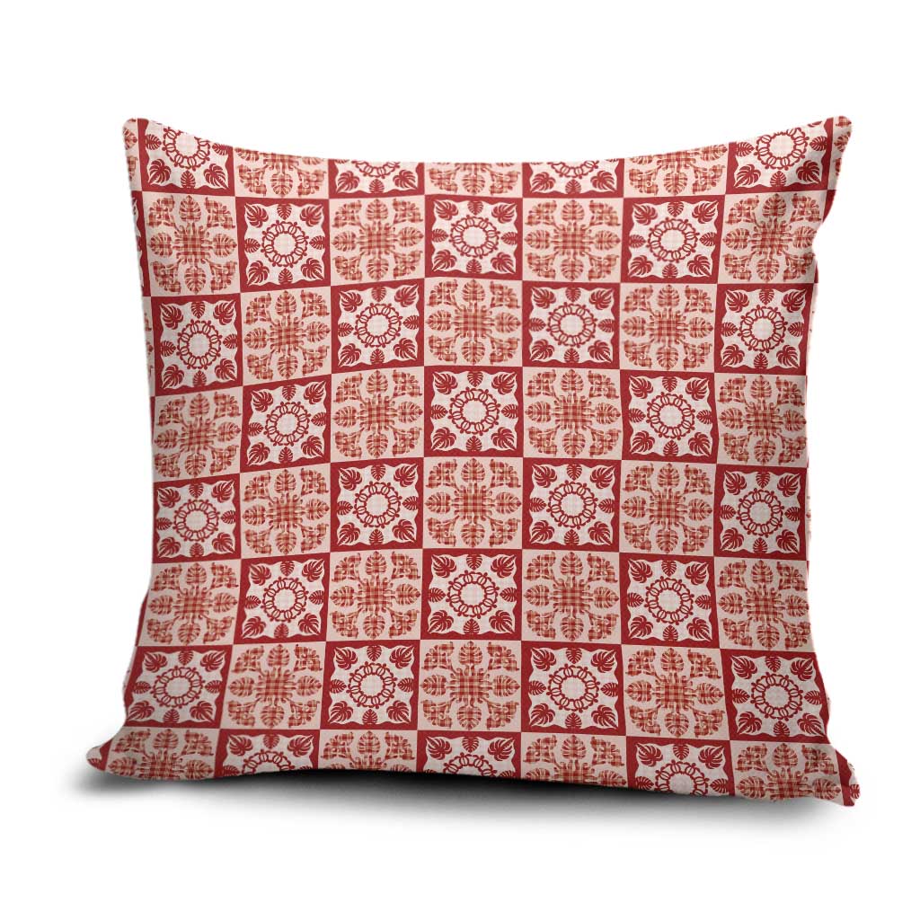 Ulaula Palaka Quilt Hawaii Pillow Cover Hawaiian Tropical Monstera Sea Turtle