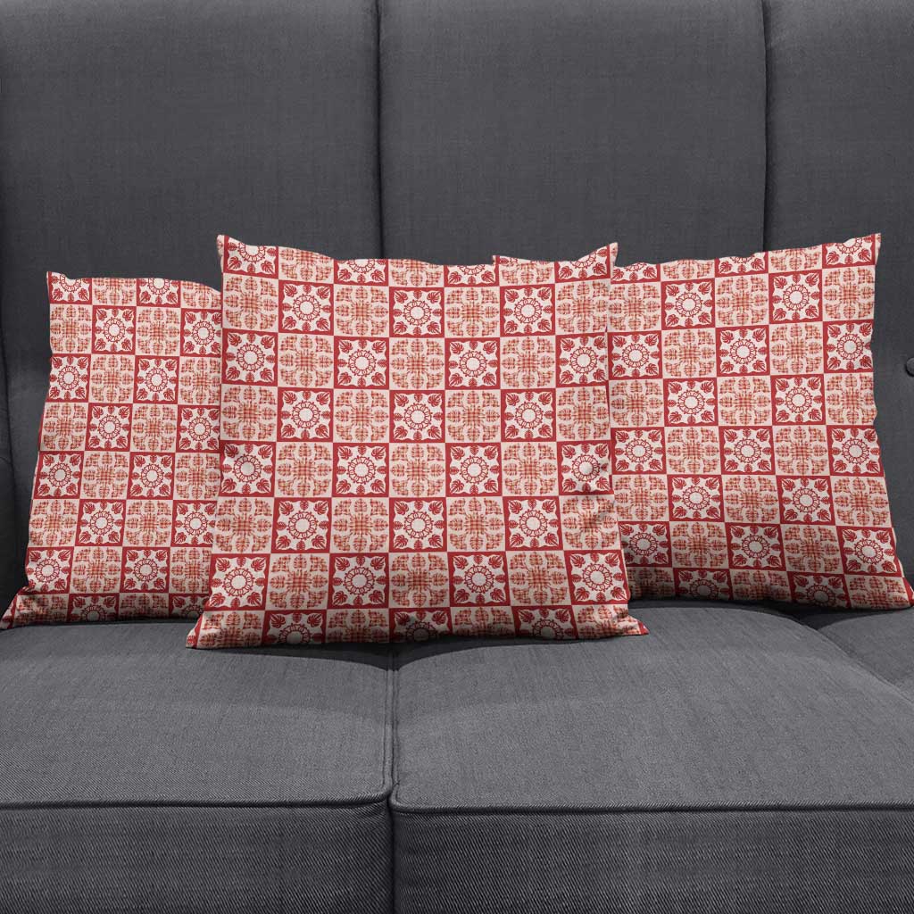Ulaula Palaka Quilt Hawaii Pillow Cover Hawaiian Tropical Monstera Sea Turtle