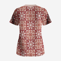 Ulaula Palaka Quilt Hawaii Scrub Top Hawaiian Tropical Monstera Sea Turtle LT14 - Polynesian Pride
