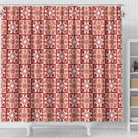 Ulaula Palaka Quilt Hawaii Shower Curtain Hawaiian Tropical Monstera Sea Turtle