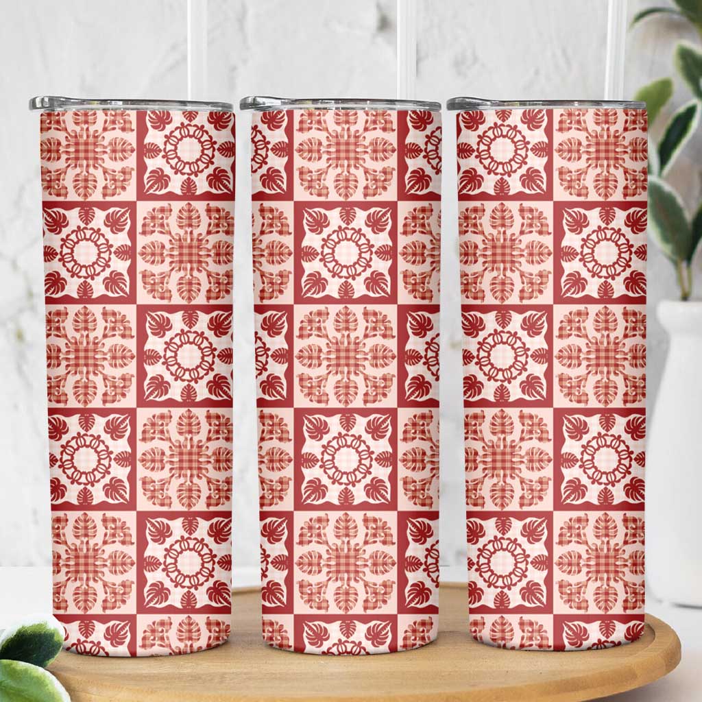 Ulaula Palaka Quilt Hawaii Skinny Tumbler Hawaiian Tropical Monstera Sea Turtle