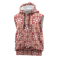 Ulaula Palaka Quilt Hawaii Sleeveless Hoodie Hawaiian Tropical Monstera Sea Turtle