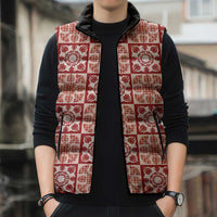 Ulaula Palaka Quilt Hawaii Sleeveless Puffer Jacket Hawaiian Tropical Monstera Sea Turtle