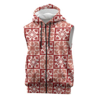Ulaula Palaka Quilt Hawaii Sleeveless Zip Hoodie Hawaiian Tropical Monstera Sea Turtle