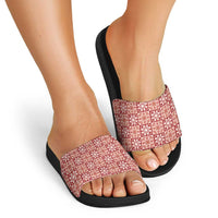 Ulaula Palaka Quilt Hawaii Slide Sandals Hawaiian Tropical Monstera Sea Turtle