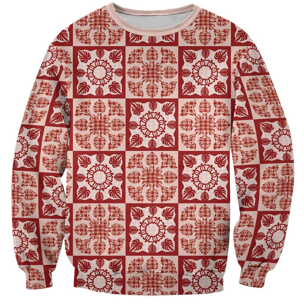 Ulaula Palaka Quilt Hawaii Sweatshirt Hawaiian Tropical Monstera Sea Turtle